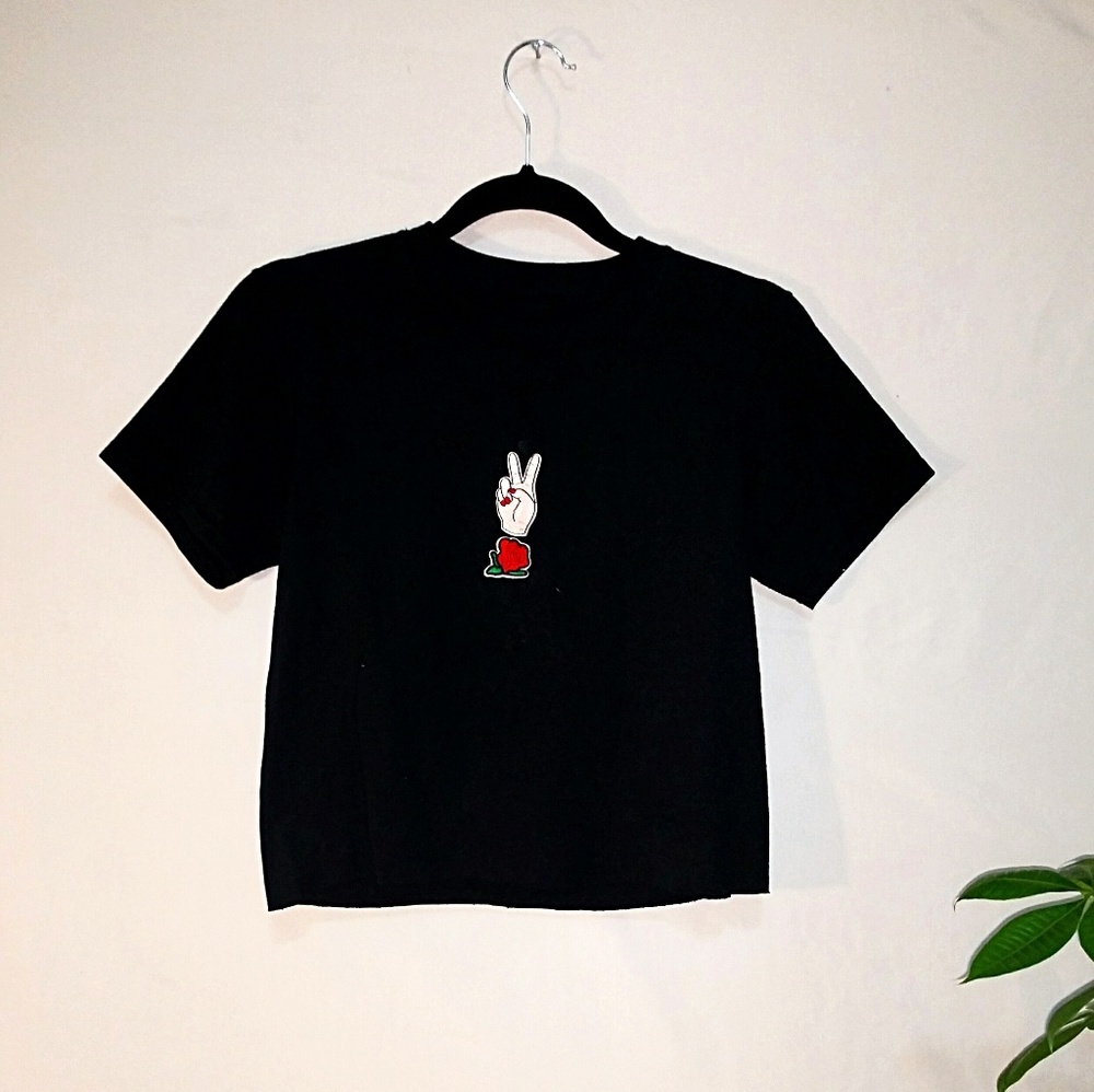 Hand patched & cropped tee